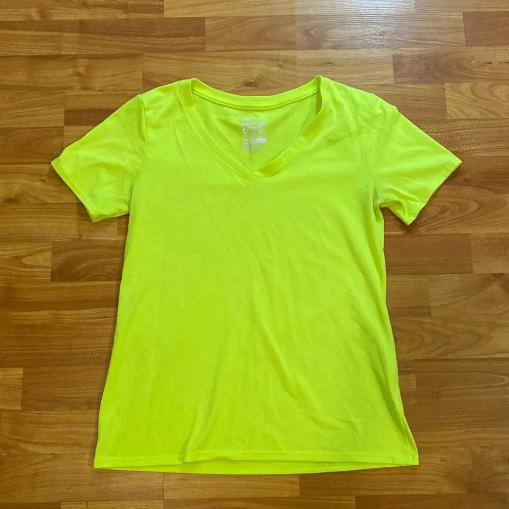Nike DriFit VNeck Tee in Neon Yellow